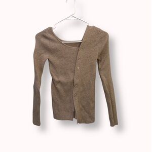 Elegant Tan Button-Up Cardigan